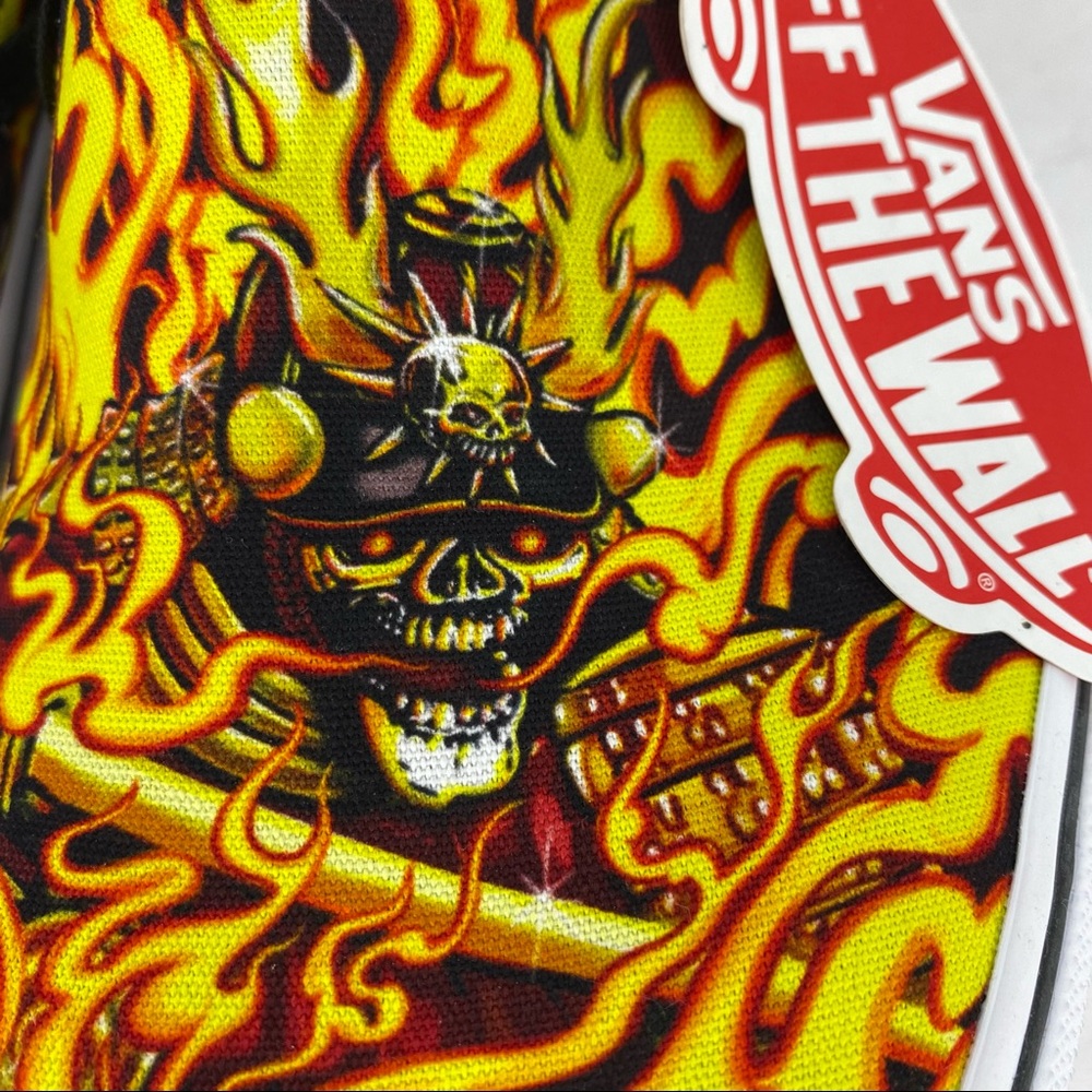 Vans Slip On Samurai Rising Sneakers Flames Skull - Picture 4 of 13